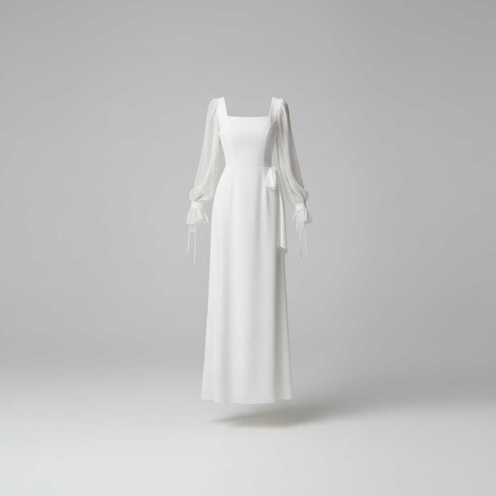 Elegante Bruiloftsgastjurk met Lange Mouwen | Maxi Jurk