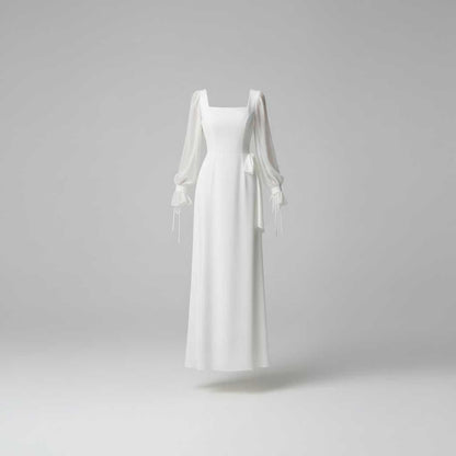 Elegante Bruiloftsgastjurk met Lange Mouwen | Maxi Jurk