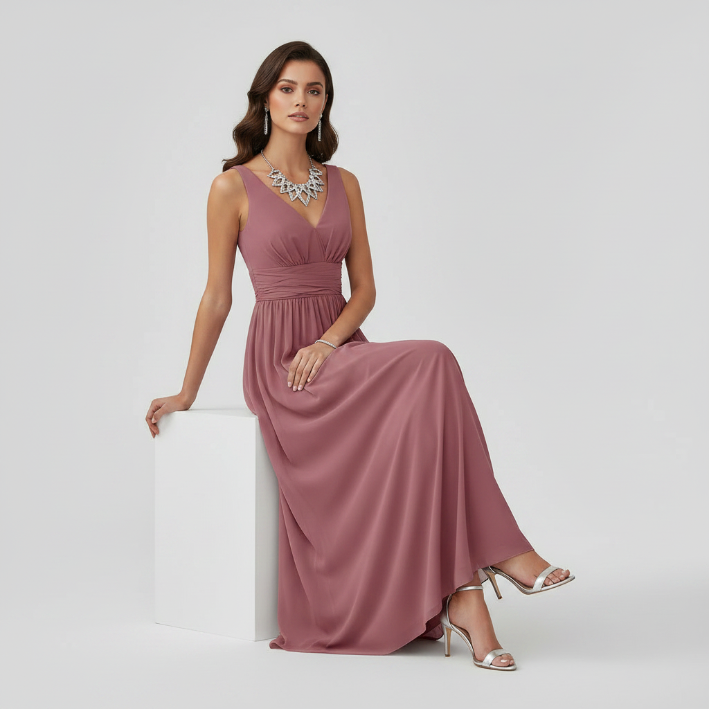 Mouwloze V-hals Maxi Jurk | Damesmode