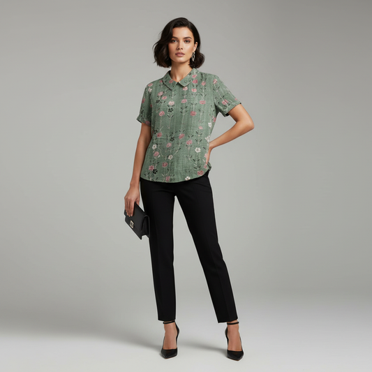 Vintage Bloemmotief Blouse | Dames Casual Mode
