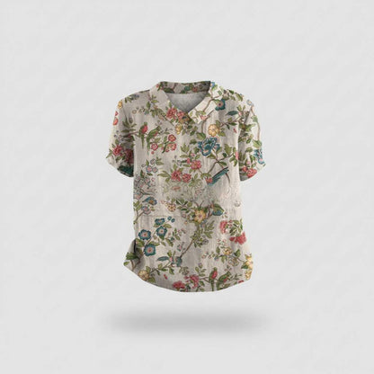 Vintage Bloemmotief Blouse | Dames Casual Mode