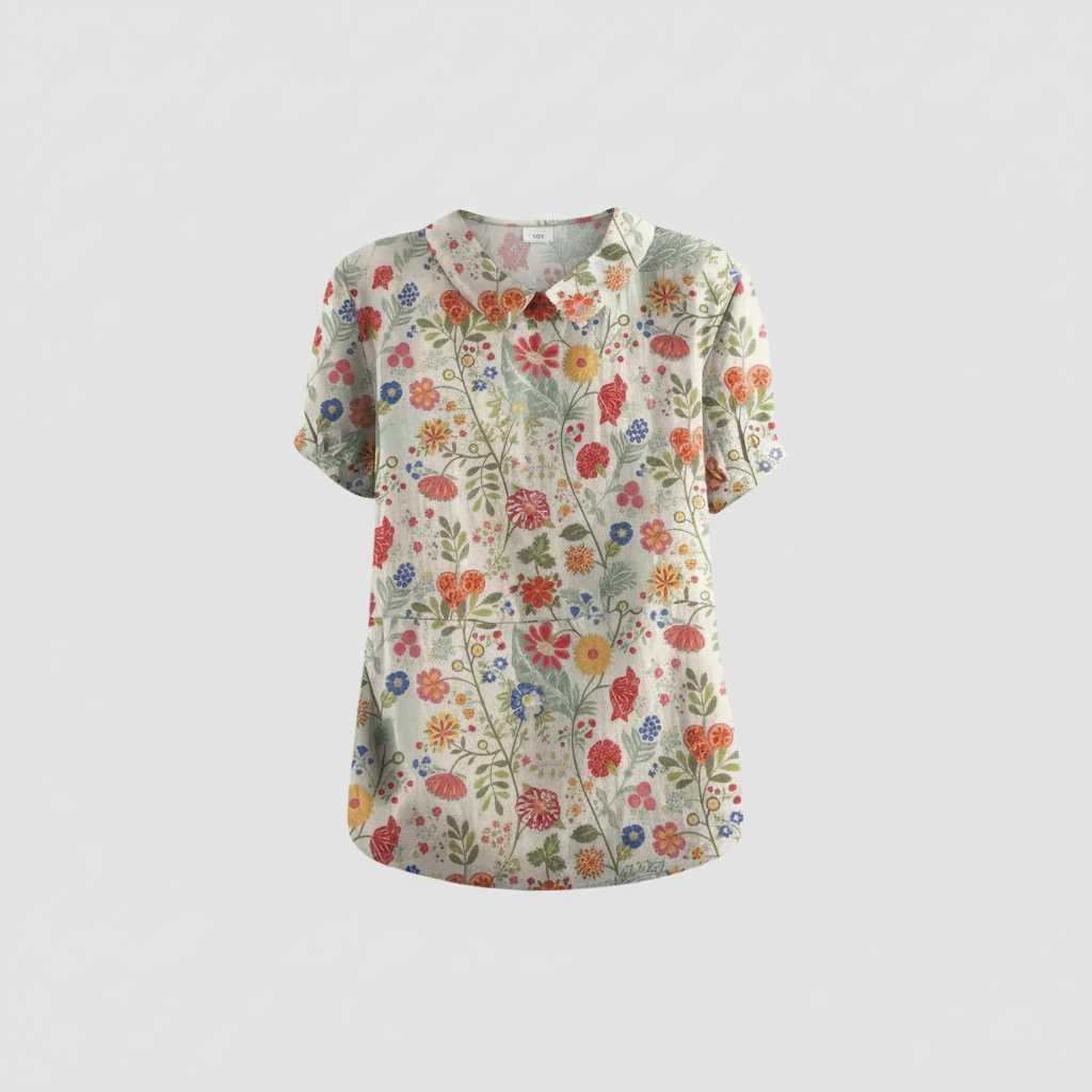 Vintage Bloemmotief Blouse | Dames Casual Mode