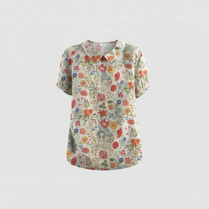 Vintage Bloemmotief Blouse | Dames Casual Mode