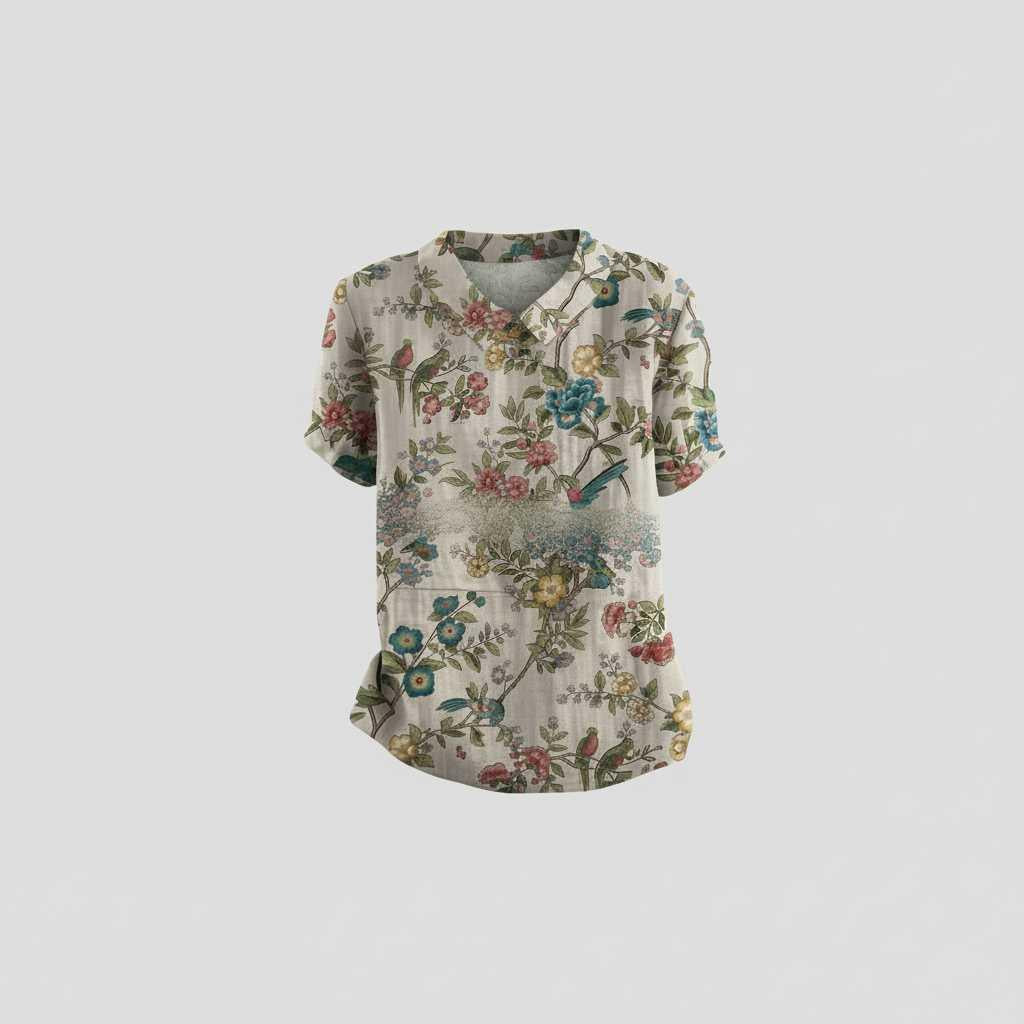 Vintage Bloemmotief Blouse | Dames Casual Mode
