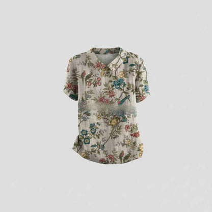 Vintage Bloemmotief Blouse | Dames Casual Mode