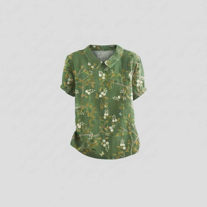 Vintage Bloemmotief Blouse | Dames Casual Mode